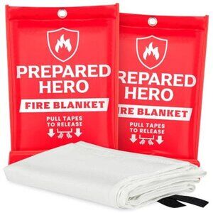 Prepared Hero Emergency Fire Blanket - 2 Pack - Fire Suppression for Kitchen